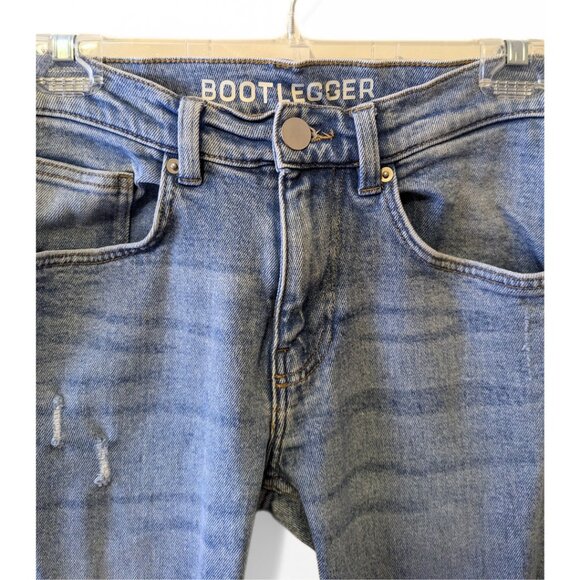 Womens Bootlegger Medium Wash Denim Blue Jeans High Waisted Distressed Size 30 - Picture 9 of 9